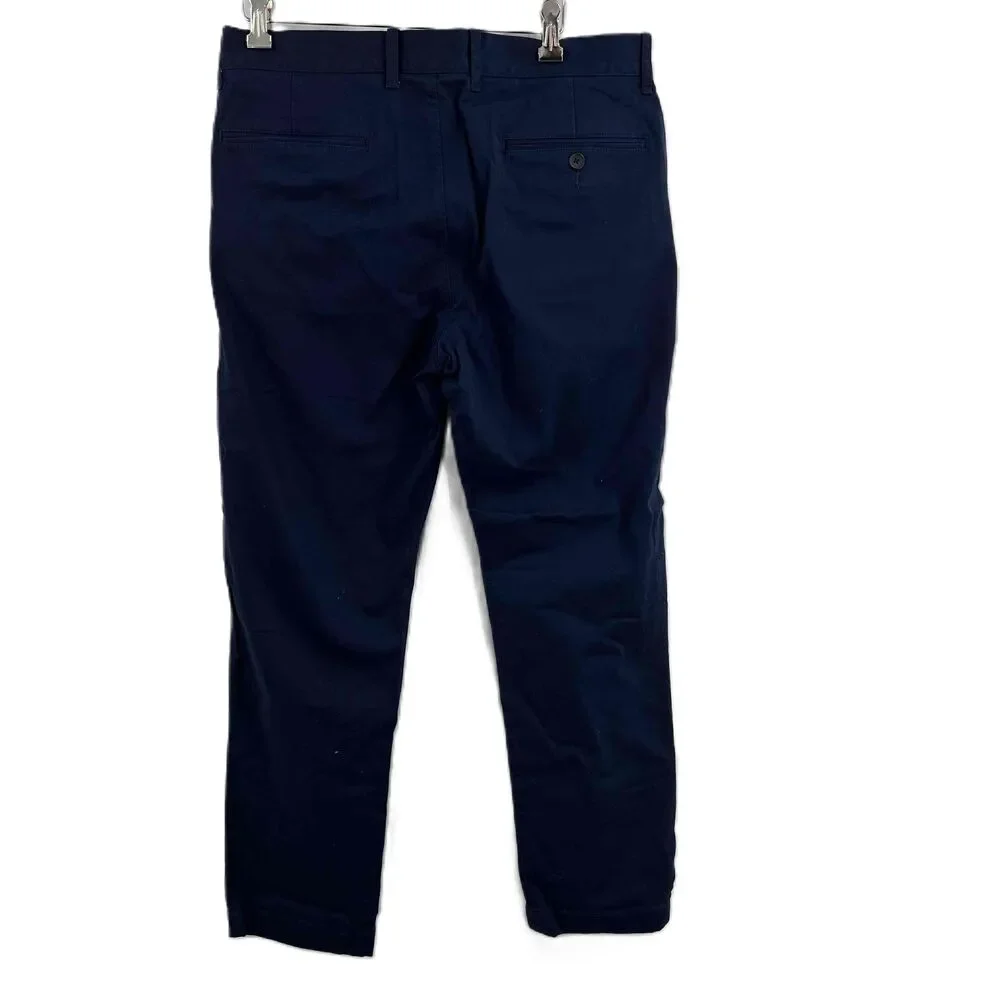 J.Crew Navy Straight Flex Chino Pants‎ Mens Button Closure Cotton Blend W32 L30